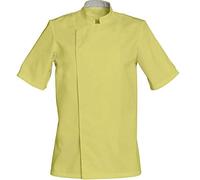 SNV Veste de cuisine homme femme chef cuisinier professionnel manches courtes avec col officier poche stylo. Fermeture par pressions cachées taille XS à XXXL(Pistache, L)
