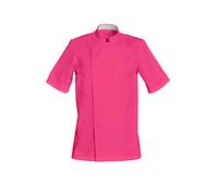 SNV Veste de cuisine manches courtes col officier avec une poche stylo 1 Fermeture par pressions cachées taille XS à XXXL (Rose, 3XL)