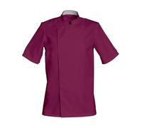 SNV Veste de cuisine manches courtes col officier avec une poche stylo 1 Fermeture par pressions cachées taille XS à XXXL (Prune, M)