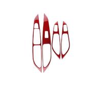 SNWDBH Autocollant D'intérieur Pour Seat Pour Leon 2013-2020 (LHD/RHD) - Habillage De Panneau De Commande De Vitres Autocollants Voiture(ROUGE,Conduite à droite)