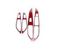 SNWDBH Autocollant D'intérieur Pour Seat Pour Leon 2013-2020 (LHD/RHD) - Habillage De Panneau De Commande De Vitres Autocollants Voiture(ROUGE,Conduite à gauche)