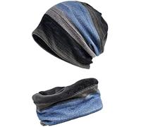 Snyemio Ensemble Bonnet Écharpe Homme Hiver Chaud Cache-Cou en Polaire pour Sports de Plein air, Bleu