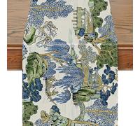Snylcce 13x47 Pouces Chinoiserie Vintage Chemin de Table - Design élégant Mountain Spring&Summer pour la Cuisine de Ferme et la décoration de la Table à Manger