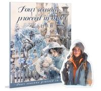 Snylcce 20 feuilles d'autocollants PET - Carnet éphéméra décoratif - Thèmes saisonniers d'hiver prédécoupés