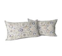 Snylcce bohème Fleur Coussin Housse 12x20 Pouces Set de 2 pièces bohème Vintage Fleur Housse de Coussin Velours Double Face Impression décorative taie (Ivoire)