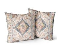 Snylcce bohème Fleur Coussin Housse 16x16 Pouces 2pcs bohème Vintage Fleur Housse de Coussin Velours Double Face imprimé décoratif taie d'oreiller Salon Chambre canapé décoration de la Maison (Latte)