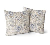 Snylcce bohème Fleur Coussin Housse 18x18 Pouces Set de 2 pièces bohème Vintage Fleur Housse de Coussin Velours Double Face Impression décorative taie (Ivoire)