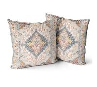 Snylcce bohème Fleur Coussin Housse 24x24 Pouces 2pcs bohème Vintage Fleur Housse de Coussin Velours Double Face imprimé décoratif taie d'oreiller Salon Chambre canapé décoration de la Maison (Latte)