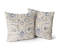 Snylcce bohème Fleur Coussin Housse 24x24 Pouces Set de 2 pièces bohème Vintage Fleur Housse de Coussin Velours Double Face Impression décorative taie (Ivoire)