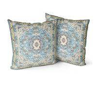 Snylcce Boho Ensemble de Housses de Coussin 2 pièces Teal Antique & Vintage Design, Motif Double Face - Housses de Coussin Douces pour Jardin,Taies d'oreiller décoratives 16x16 Pouces