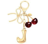 Snylcce Breloque Lettre A avec Nœud et Cerise - Accessoires Mignons pour Sac à Main et Portefeuille, Version Rouge