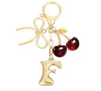 Snylcce Breloque Lettre A avec Nœud et Cerise - Accessoires Mignons pour Sac à Main et Portefeuille, Version Rouge