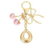 Snylcce Breloque Lettre A avec Nœud et Cerise - Accessoires Mignons pour Sac à Main et Portefeuille, Version Rose