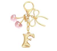 Snylcce Breloque Lettre A avec Nœud et Cerise - Accessoires Mignons pour Sac à Main et Portefeuille, Version Rose