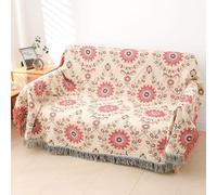 Snylcce Grande Couverture bohème Double Face - 100% Coton Bio tissé à la Main pour Lits et canapés, Accent Boho Douillet pour canapés et fauteuils 2-3 Places - 200x230cm, Rose Vif Marigold