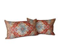 Snylcce Housse de Coussin 30x50cm Boho Ethnique Taie d'oreiller Lot de 2 Moderne Housses Coussins Mandala Motif Floral Taie Oreiller Boheme Décoratif pour Chambre Rouge