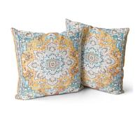 Snylcce Housse de Coussin 40x40cm Boho Ethnique Taie d'oreiller Lot de 2 Moderne Housses Coussins Mandala Motif Floral Taie Oreiller Boheme Décoratif pour Chambre BIS