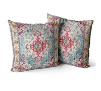 Snylcce Housse de Coussin 40x40cm Boho Ethnique Taie d'oreiller Lot de 2 Moderne Housses Coussins Mandala Motif Floral Taie Oreiller Boheme Décoratif pour Chambre Brique