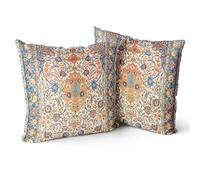 Snylcce Housse de Coussin 45x45cm Boho Ethnique Taie d'oreiller Lot de 2 Moderne Housses Coussins Mandala Motif Floral Taie Oreiller Boheme Décoratif pour Chambre Fleur 1