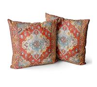 Snylcce Housse de Coussin 50x50cm Boho Ethnique Taie d'oreiller Lot de 2 Moderne Housses Coussins Mandala Motif Floral Taie Oreiller Boheme Décoratif pour Chambre Rouge