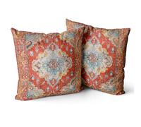 Snylcce Housse de Coussin 55x55cm Boho Ethnique Taie d'oreiller Lot de 2 Moderne Housses Coussins Mandala Motif Floral Taie Oreiller Boheme Décoratif pour Chambre Rouge
