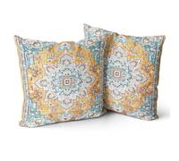 Snylcce Housse de Coussin 65x65cm Boho Ethnique Taie d'oreiller Lot de 2 Moderne Housses Coussins Mandala Motif Floral Taie Oreiller Boheme Décoratif pour Chambre BIS
