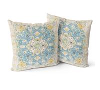 Snylcce Lot de 2 Housses de Coussin Boho Blanc Floral Design Antique et Vintage, Motif Double Face - 40x40 cm Housses de Coussin Souples pour Le Jardin, Le canapé, Le lit