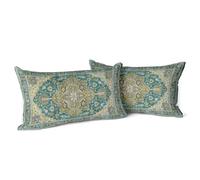 Snylcce Lot de 2 Housses de Coussin Boho DarkGreen Antique et Vintage Housse de Coussin Douce 30x50 cm pour canapé de Jardin, canapé, lit - Taies d'oreiller décoratives 12x20 Pouces