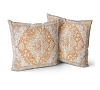 Snylcce Lot de 2 Housses de Coussin Boho Jaune Motif Antique et Vintage Housse de Coussin Douce 40x40 cm pour canapé de Jardin, canapé, lit - Taies d'oreiller décoratives 16x16 Pouces