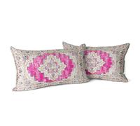 Snylcce Lot de 2 Housses de Coussin Boho Magenta Monaco & Persian Design Housse de Coussin en 30x50 cm Doux pour canapé de Jardin, canapé, lit - Taies d'oreiller décoratives 12x20 Pouces