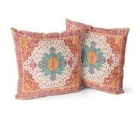 Snylcce Lot de 2 housses de coussin décoratives bohèmes - Motif vintage et mandarine - Motif double face - Housses de coussin douces pour canapé, lit - 66 x 66 cm