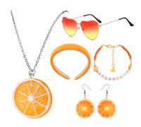 Snyvpra Lot de 5 accessoires de costume Aperol Spritz - Boucles d'oreilles Aperol - Lunettes de soleil - Bracelet - Serre-tête - Collier - Coffret cadeau Aperol - Accessoires de costume Aperol - Pour