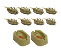 Snyvpra Method Feeder Lot de 8 corbeilles à nourriture avec moule à appât - 15 g, 20 g, 25 g, 30 g, 35 g, 40 g, 50 g, 60 g, accessoires de pêche à la carpe