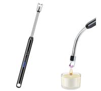 SNZ Briquet électronique rechargeable par USB - Briquet avec col long - Arc électrique - Pour cuisine, cuisinière, camping, feux d'artifice, cheminée, bougies - Rechargeable - Coupe-vent - Noir