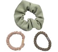 SNZ Lot de 3 Élastiques Cheveux Tressés Élégants avec Solide Maintien - Accessoires Cheveux Chouchou en Satin pour Fille Femme, Petit Élastique Cheveux Invisibobble pour Cheveux Bouclés, Vert clair