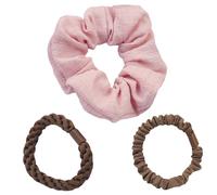 SNZ Lot de 3 Élastiques Cheveux Tressés Élégants avec Solide Maintien - Accessoires Cheveux Chouchou en Satin pour Fille Femme, Petit Élastique Cheveux Invisibobble pour Cheveux Bouclés, Rose