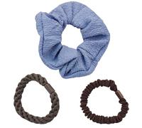 SNZ Lot de 3 Élastiques Cheveux Tressés Élégants avec Solide Maintien - Accessoires Cheveux Chouchou en Satin pour Fille Femme, Petit Élastique Cheveux Invisibobble pour Cheveux Bouclés, Bleu clair