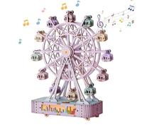 SNZ Puzzle 3D en bois - Grande roue - Boîte à musique avec lumière décorative - Puzzle 3D - Kit de modélisation en bois pour loisirs créatifs pour adultes, adolescents et enfants - Décoration DIY pour