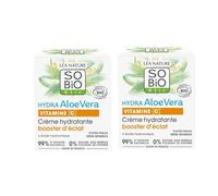 So bio étic | Crème Hydratante Booster d'Éclat - Hydra Aloe Vera | Hydrate & Ravive l'éclat | Acide hyaluronique & vitamine C | Tous types de peaux, même sensibles | 99% d’origine naturelle | 2x50 ml