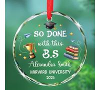 So Done with This B.S Glass Ornament Christmas Decor 2025, nom personnalisé et nom de l'école - Ornements de baccalauréat en sciences, souvenir de Noël de remise de diplôme de baccalauréat, décoration