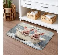 So Fresh Tapis de bain à séchage rapide, style dessin animé amusant et ludique, absorbant, antidérapant, lavable toute l'année, pour salle de bain, toilettes, toilettes, décoration 40,6 x 61 cm