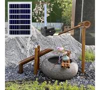 So Powered Kit de fontaine à eau en bambou fabriqué à la main avec pompe autoportante Feng Shui Décoration de jardin pour bain d'oiseaux, terrasse, étang, relaxation et Mtat
