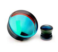 So Scene Aurora Borealis Jauges d'oreille double en verre, 16MM - 5/8 INCH, Verre, Sans pierre précieuse