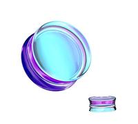 So Scene Aurora Borealis Jauges d'oreille double selle en verre, 14MM - 9/16 INCH, Verre, Sans pierre précieuse