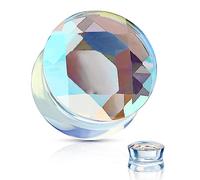 So Scene Aurora Borealis Jauges d'oreille double selle en verre, 22MM - 7/8 INCH, Verre, Sans pierre précieuse