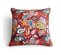 SO SKIN IDASY - Coussin Velours 40x40 cm Rouge Motif Paisley Ethnique avec garnissage, Design Floral sous Licence européenne, déco bohème Chic pour canapé, Salon, Chambre, Fauteuil Assorti