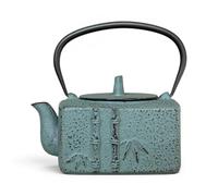 SO SKIN IDASY Théière en fonte 800ml - théière japonaise design bambou vert ou argent, teapot cast iron avec filtre inox, service à thé zen, idée cadeau décoration