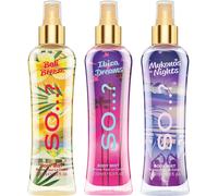 So? Summer Escapes Bali Breeze, Ibiza Dreams, Mykonos Nights Brume Corporelle Parfumée Pour Femme 200ml (Lot De 3)
