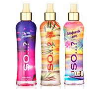 So…? Summer Escapes Ibiza Dreams, Bali Breeze, Mallorca Love Brume Corporelle Parfumée Pour Femme 200ml (Lot de 3)