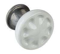 SO-TECH® Bouton de Meuble en Porcelaine Meta Poignée en Porcelaine Blanche Finition Argent Oxydé Ø 33 mm